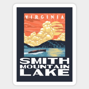 Smith Mountain Lake Virginia Vintage Boat WPA Poster Style Magnet